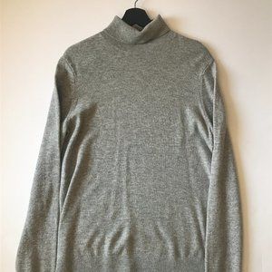 COS GRAY MERINO-YAK ROLL-NECK SWEATER